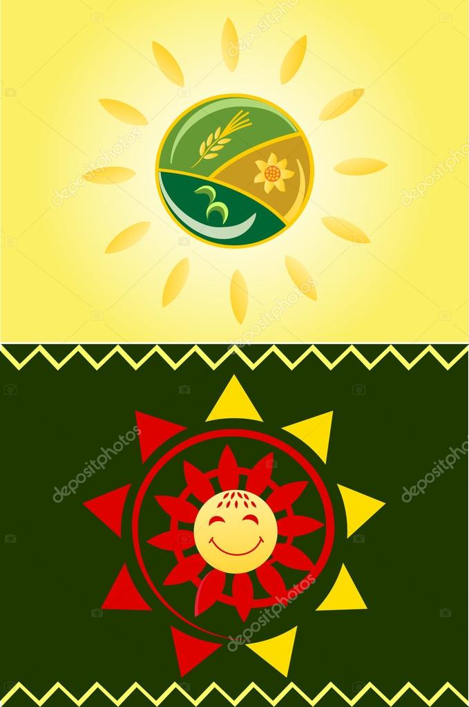 Sun icons with farming and Mexican elements