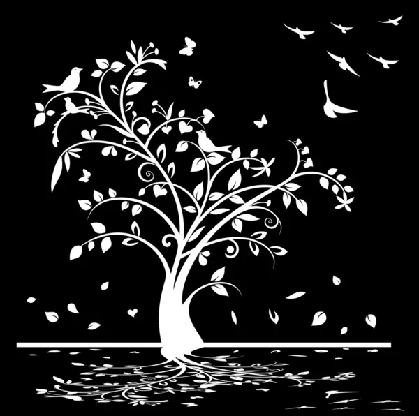 Black and white tree — Stock Vector