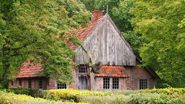 Tipik eski Hollanda çiftlik evi (geri)