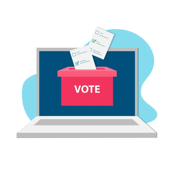 Voting Online Voting Election Internet System Flat Design Vector Illustration — Stock Vector