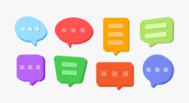 3D konuşma baloncukları, iletişim konsepti, vektör illüstrasyonu