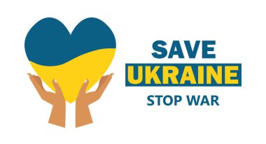 Ukrayna 'ya dua et. Savaş yok. Ukrayna 'yı kurtar. Vektör illüstrasyonu, düz tasarım