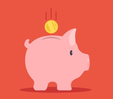 Kumbara sikke vektör çizim ile