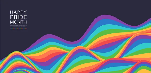 Lgbtq Trots Maand Achtergrond Regenboog Golf Vorm Kleur Illustratie — Stockvector