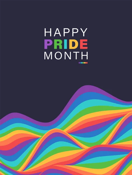 Lgbtq Pride Month Background Rainbow Wave Shape Color Illustration - Stok Vektor