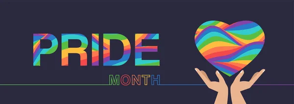 LGBT pride month background. Vector background with rainbow colors and heart shape. — Stockvector