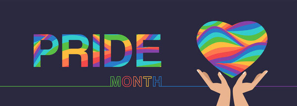 LGBT pride month background. Vector background with rainbow colors and heart shape.