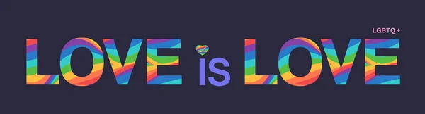 Love Love Lgbtq Pride Month Banner Rainbow Text Typography — Stock vektor