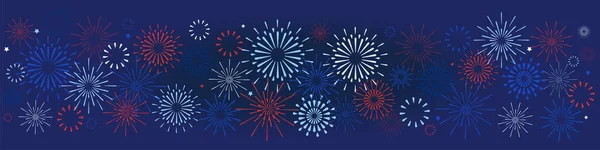 4Th July American Independence Day Fireworks Celebration Background — Stock Vector