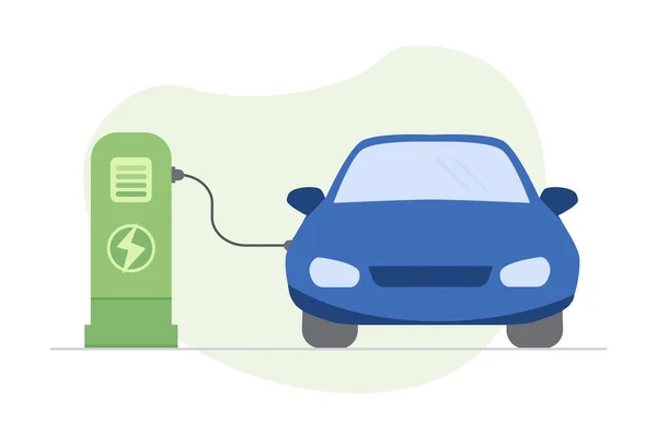 Electric Vehicles Cars Charging Station Vector Illustration — Stockvektor