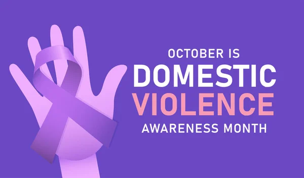 提高对家庭暴力认识月 每个10月 病媒说明 — 图库矢量图片