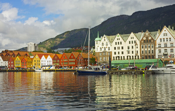 Bryggen in the historical center of Bergen, Norway