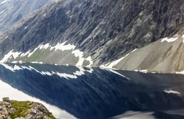 Norveç 'teki dağ gölü.