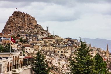 Türk kalesi Uçhisar, peyzaj Kapadokya, Türkiye