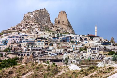 Türk kalesi Uçhisar, peyzaj Kapadokya, Türkiye