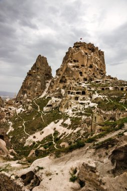 Türk kalesi Uçhisar, peyzaj Kapadokya, Türkiye