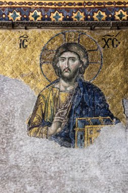 Istanbul, Türkiye - 17 Temmuz 2016: Bizans simgesi Katedrali Ayasofya Istan içinde İsa Mesih'in