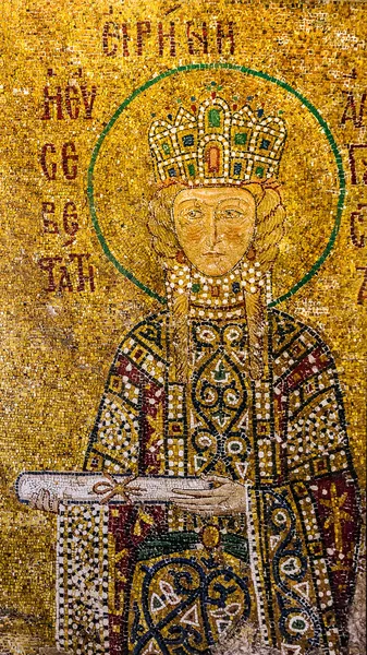 Icon of Saint Irina in interior of Hagia Sophia - greatest monum – stockfoto
