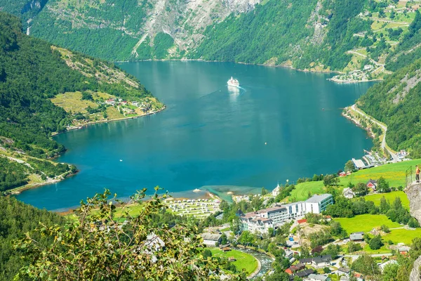 Geiranger Fjord Tengeri Táj Kilátás Norvégia — Stock Fotó