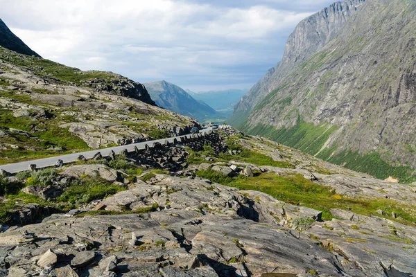 Rock landscape, Norway. The Trolls\' Path (Trollstigen) is a serpentine mountain road and pass