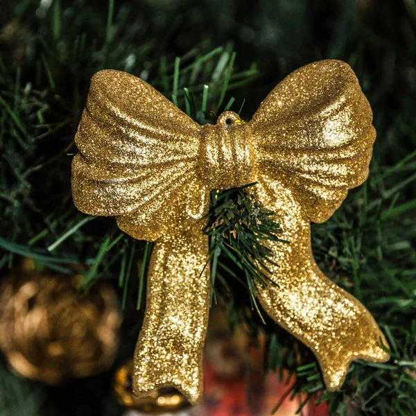 Golden Bow Christmas Tree Decoration — Stockfoto