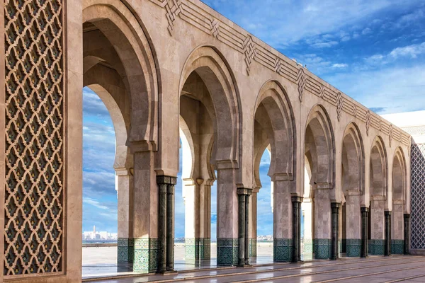 Casablanca Marokko Moskee Hassan Arcade Galerij — Stockfoto