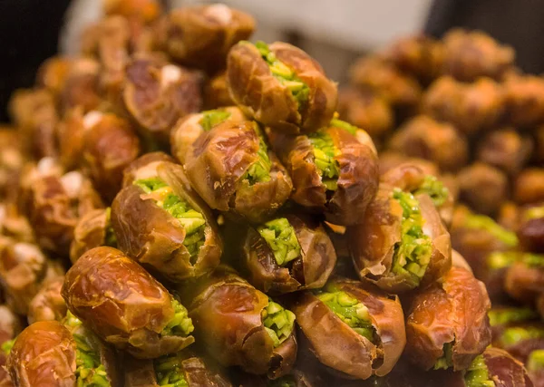 Dates Stuffed Pistachio Nuts Dubai Uae — Stock Photo, Image