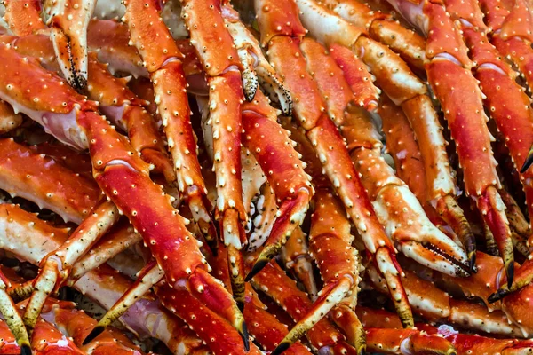 王のカニ肉 ノルウェー ベルゲンのフィッシュ マーケット 海食品背景 — ストック写真