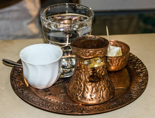 Café Mesa Árabe Tradicional Compromissos Com Rahat Lokum — Fotografia de Stock