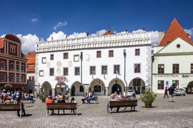 Cesky Krumlov, Çek Cumhuriyeti - 16 Eylül 2021: Cesky Krumlov Meydanı, Çek Cumhuriyeti.