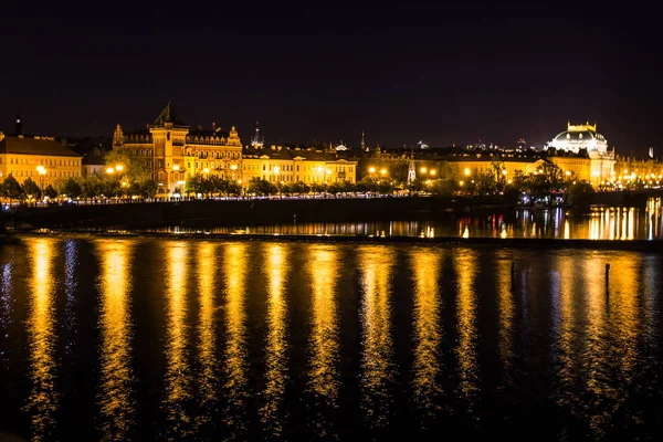 Prague Architecture Vltava River Night View Czech Republic — Photo