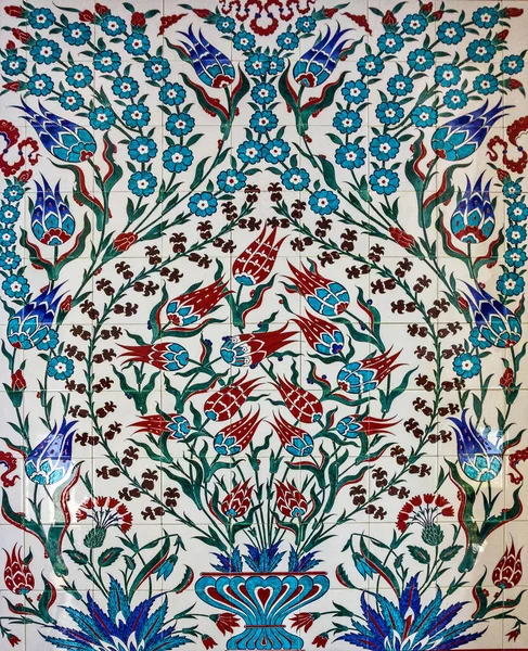 Турецька Орнаментація Синій Червоний Квітковий Візерунок — стокове фото