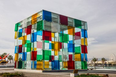 Malaga, Spain - June 14, 2022: Malaga glass modern building in cruise port.  