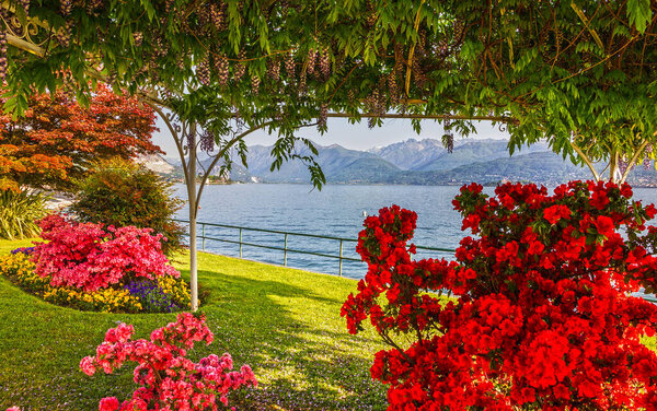 Stresa, Maggiore lake view, embankment, Italy, Lombardy