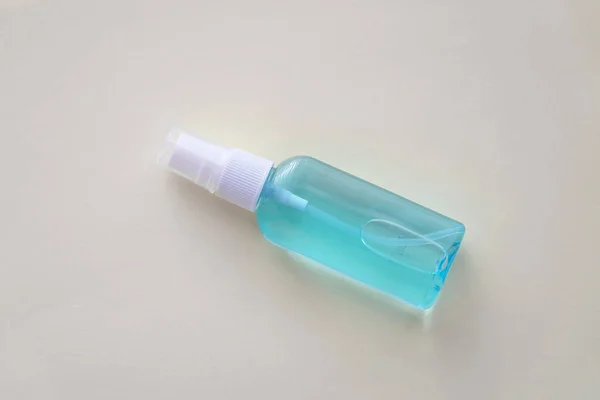 Hand Sanitizer Blue Bottle White Background Infective Hygienic Antibacterial Agent — Stock Fotó