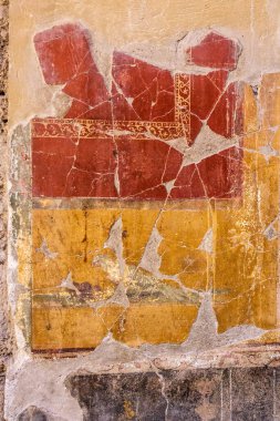 Duvar resmi, Pompeii, Napoli, İtalya. Antik Roma şehri harabeye döndü