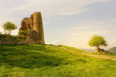 Antik Jvari manastırı Gürcistan 'da harabe. Haç Manastırı. UNESCO Dünya Mirası.