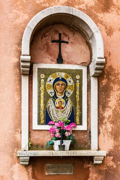 Benátky Itálie Ikona Panny Marie Ostrově Murano — Stock fotografie