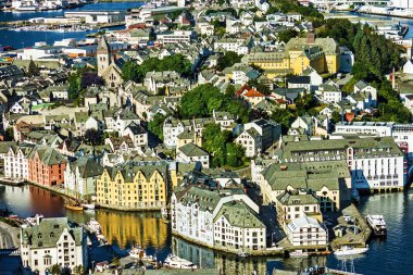 Alesund deniz manzarası, Norveç fiyortları.