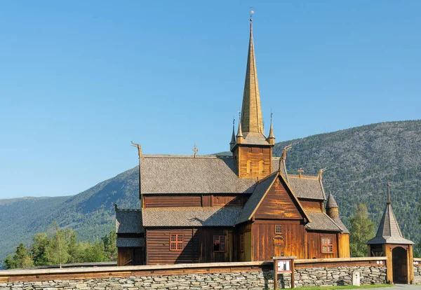 Wooden Church Lomskyrkja Lom Norway One Biggest Stave Churches Norway — Foto de Stock