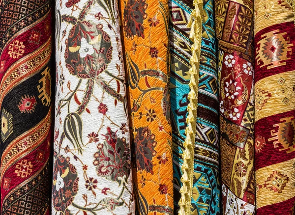 Moroccan traditional carpets on Casablanca market.