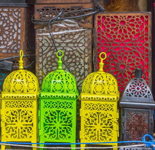 Marocké Arabské Lampy Orientální Tradiční Suvenýry Maroko — Stock fotografie