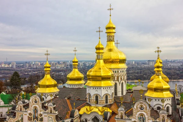 Cúpulas Oro Kiev Iglesia Pechersk Lavra Ucrania — Foto de Stock