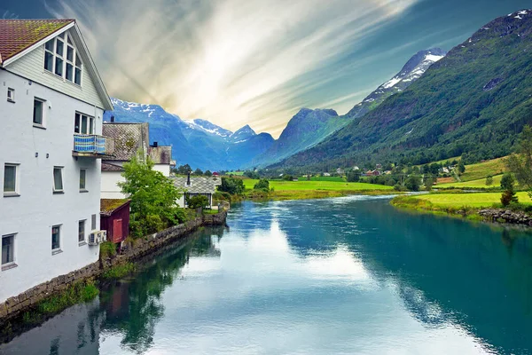 Norwegen Ländliche Landschaft Alt — Stockfoto