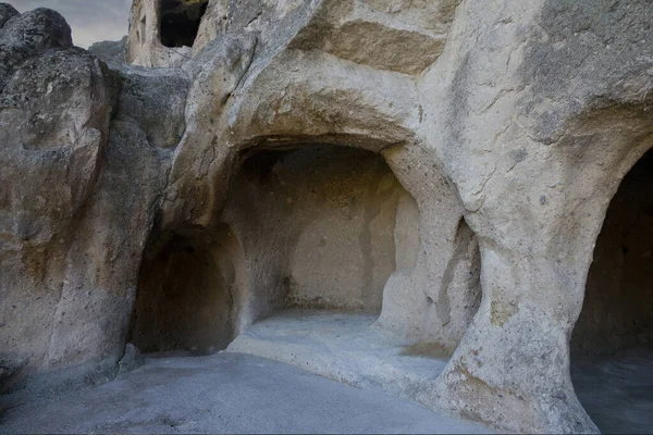 Grottes Dans Une Ancienne Ville Taillée Dans Est Géorgie Uplistsikhe — Photo