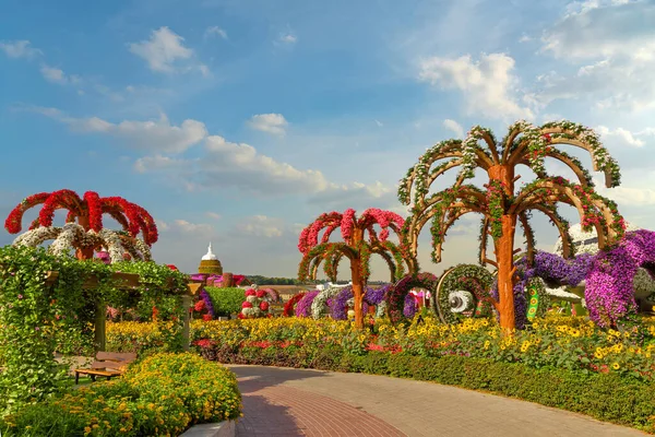 Dubai Verenigde Arabische Emiraten Mei 2022 Park Decoratieve Bomen Met — Stockfoto