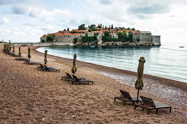 Yaz Resort Manzara Saint Stephen Adası Budva Adriyatik Denizi Karadağ Stok Fotoğraf