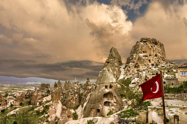 Török Erőd Uchisar Táj Cappadocia Törökország — Stock Fotó