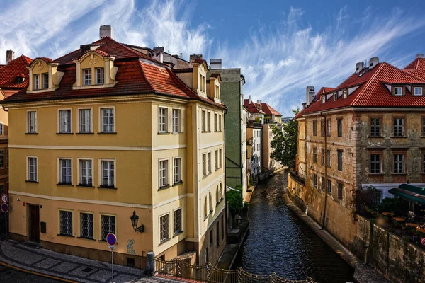 Prague Canal Houses Cityscape Czech Republic — Foto de Stock