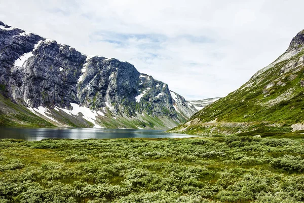 Mountain Dalsnibba Lake Snow Landscape — Stock fotografie